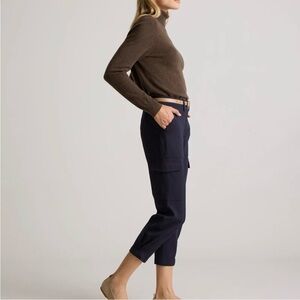 Quince Ultra Stretch Ponte Tapered Navy Cargo Pants Medium